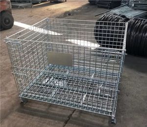 Foldable Wire Mesh Steel Warehouse Metal Roll Container Cage for Warehouse Storage