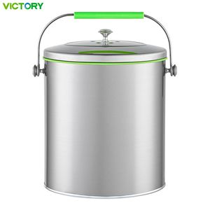 6L Stainless Steel Compost Bin Recycling Pail Bucket for Kitchen Countertop