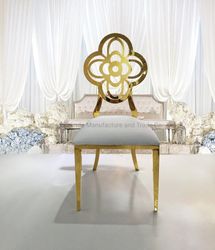 Elegant Romantic Flower Back Shape Chair Flowers Decoration Stainless Steel Banquet Chair for Party