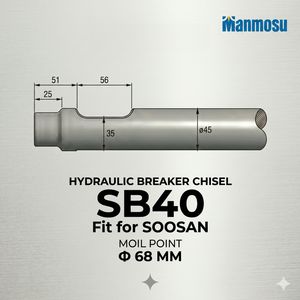 Manmosu Moil Point Chisel for Soosan Sb40 Hydraulic Breaker