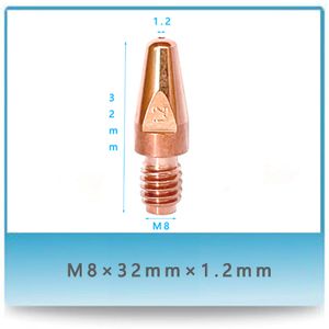 Conductive Nozzle M8*32*1.2 Conductive Nozzle Conducting Nozzle Welding Torch Consumables Welding Contact Tip Chrome-Zirconium Copper Contact Tip Crzrcu Nozzle