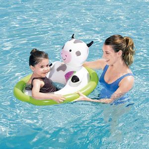 Customize Inflatable Swimming Ring Baby Inflatable Swimming Pool Float Ring PVC Cow Fashion Swim Ring with Safety Seat