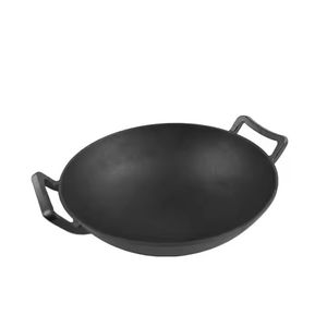Traditional Cast Iron Wok Non-Stick Double Handle Chinese Cast Iron Wok