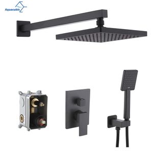 Aquacubic Shower System Bathroom Rainfall Shower Faucet Set Complete Wall Mounted Shower Head and Handle Set