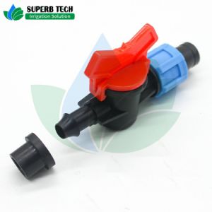 Irrigation Drip Tape Plastic Mini Control Valve with Rubber for Drip Tape Lay Flat Hose Fittings