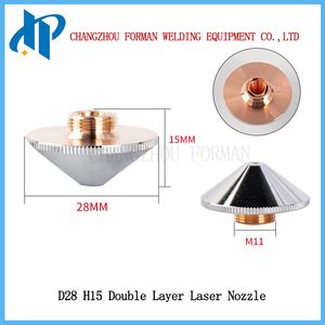 D28 H15 Double Layer Laser Nozzle CO2/Fiber Laser Nozzle for Fiber Laser Cutting Machine