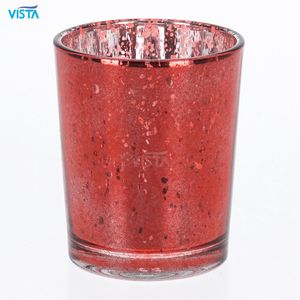 Designed First Quality Glass Candleholder Jar with Electroplating Decoration