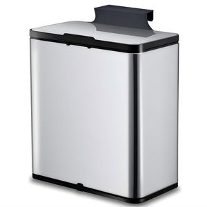 Wall-Mounted Fingerprint-Proof Stainless Steel Home Waste Bin for Bathroom