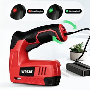 Wosai 4V Li-ion Battery Rechargeable Nail Gun Kit, Electric Nail Gun, Cordless Interior Stapler, Wood Peg Gun