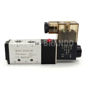 4V210-08 5/2 Way 5 Way 2 Position Pneumatic Directional Control Air Solenoid Valve 12VDC 24VDC 24VAC 110VAC 220VAC