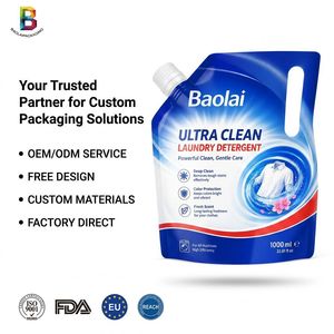 Custom Logo Gravure Printed 1000ml 2L Liquid Detergent Bags Stand Spout Pouch Washing Powder Freezer Packaging with Handle