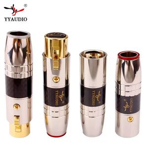 YYAUDIO A1 HiFi Audio 3Pin Male & Female Gold Plated Carbon Fiber XLR Connectors Balance Plugs 11MM