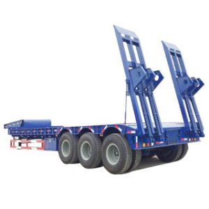 Heavy Duty Low Flat Bed Low-Bed Semi Truck Trailer with Low Loader to Heavy Equipment