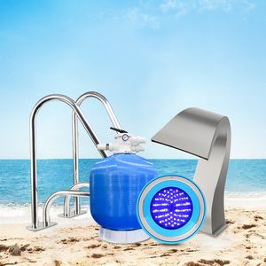 Whole Set Swimming Pool Equipment Sand Filter Pump Stainless Steel Waterfall Accessories