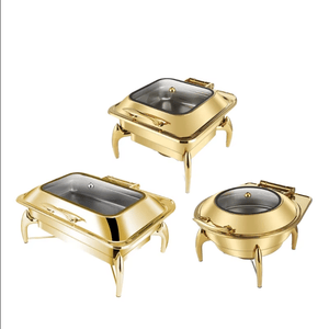 Gold-Plated Stainless Steel Buffet Stove for Hotels and Restaurants Tableware Chafing Dish Buffet Set