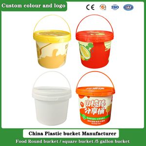 Custom 5L Clear Round Transparent Packaging Food Grade PP Plastic Bucket with Lids