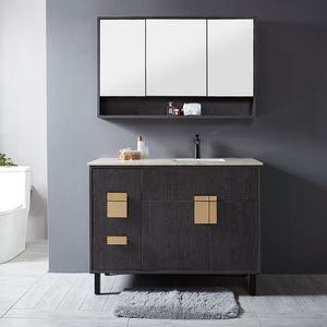 Modern 48 Inch Floor Standing Single Sink Wooden Bathroom Vanity with Mirror Cabinet