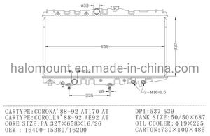 Auto Parts Car Air Conditioner Radiator for Corolla'88-92 Ae92 at