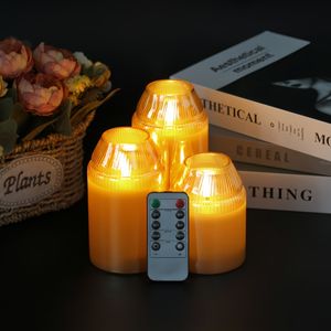 Amber Flameless Candles with Remote Control, Battery Operated Candles LED Pillar Candle