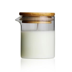 OEM ODM Empty Custom Logo Glass Jar Jars Bottle Holder Candle Container with Bamboo Lid
