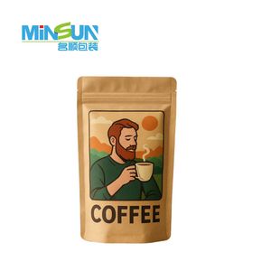 Custom Kraft Paper Stand up Zipper Coffee Beans Packaging Bag Wholesale Pouch with High Barrier Design for Aroma Preservation