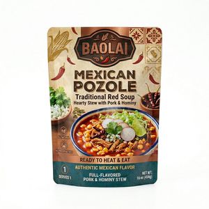 Custom Printed 500g Stand up 121 Degree Retort Pouch Thai Sour Curry Soup Pozole Packaging Bag