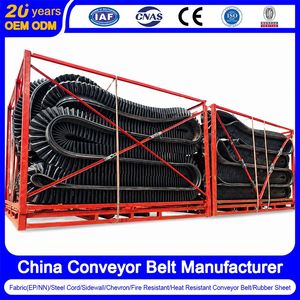 DIN/Rma Standard Tc75-Tc90 Moderate Oil/Heat Resistant Corrugated Sidewall Conveyor Belt Supplier Ep/Nn Fabric/Steel Cord Belt for Mining Industrial Logistics