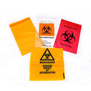 Disposable Friendly Yellow/ Red/ Customized Plastic Specimen Biohazard Bag