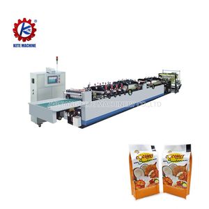 Four Side Seal Flat Bottom Snack Food Packaging Mylar Stand up Coffee Bag Machine