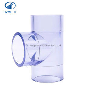 UPVC Plastic Transparent Tee with DIN Standard Fitting