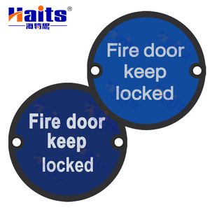 Stainless Steel Round Fire Door Keep Locked Safety Warning Sign Plate