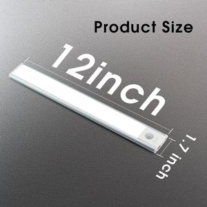 12inch Smart Motion Sensor Battery Operated Rechargeable LED Magnetic Cabinet Light for Kitchen Closet
