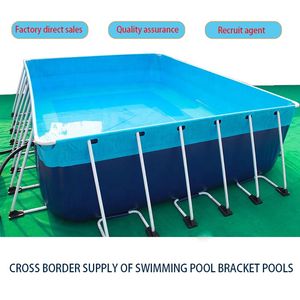 Portable PVC Amusement Water Park Rectangular Metal Frame Swimming Pool