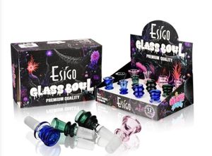 Esigo High Quality Colorful Glass Bowl 14mm Male Joint Hand Blown Smoking Accessories Dry Herb Oil Rig Water Pipe Replacement Parts Display Box