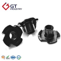 High Quality Carbon Steel Black Oxide Four-Prong Furniture Nut Wood Insert T-Nut