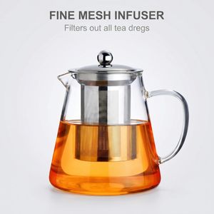 Clear Borosilicate Glass Teapot Handmade Heat Resistant Glass Handle Teapot