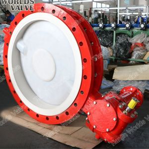 Full PTFE PFA Coating Double Flanged U Section Butterfly Valves