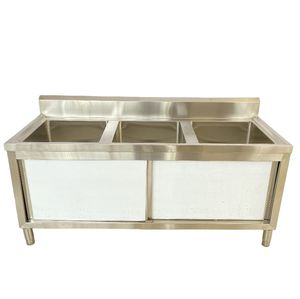 Durable Three-Bay Sink Cabinet for Efficient Kitchen Organization