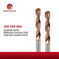 Internal Coolant / External Coolant 2 Flute Solid Carbide Twist Drill Bits HRC55 Tialn Coated 3mm - 20mm Carbide Drill Bit