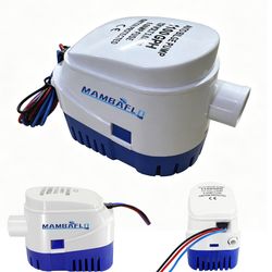 Mambaflo Mini Submersible Bilge Water Pump 12V 24V DC 600gph 750gph Auto Drain Pump for Kayak Canoe RV Caravan Small Boat Yacht