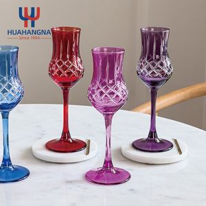 Wholesale Luxury Hand Cut Customized Unique Colored Vintage Stemmed Champagne Nosing Coupe Glasses for Wedding Party Gift