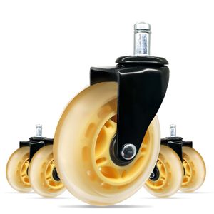 Quiet Operation 5 Piece Set Yellow Vintage Furniture Casters Transparent Caster Wheel