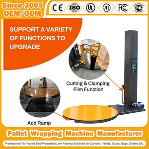 Inline/Online Wrapper Machine Manufacturer Roll Film Top Press Stretch Strapping Horizontal Shrink Sealer Packaging Rotary Arm Automatic Pallet Wrapping Machine
