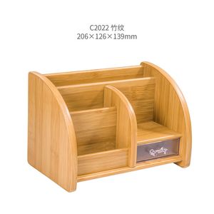 Multi Size Bamboo Style Desktop Organizer with Drawer for Office and Home