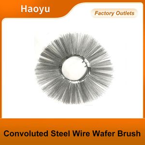 Replacement Steel Sweeper Brush Convoluted Wire Wafer Rotating Brush Wire Brush for Sweeper Attachment Brush Ring for Sweeper Steel Profile Brush Ring