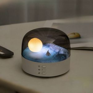 Elegant Moon LED Night Light with Music Speaker, USB Type-C Rechargeable