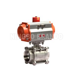 1/2′′ to 4′′ Threaded 2 Way 3 Pcs Stainless Steel 304 316 Pneumatic Actuator Ball Valve