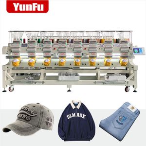 Yunfu High Quality 8 Heads 12 Needles Computerized Embroidery Machine for, Tshirt Finished Garment, Flat Embroidery