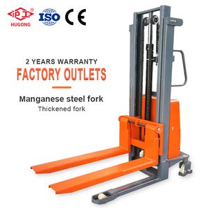 Custom Steel Structure 1000kg 1500kg Lift Pallet Stacker High Efficiency PU Wheel Semi Electric Pallet Stacker