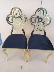 New Event Wedding Hotel Golden Stainless Steel Flower Dining Chair